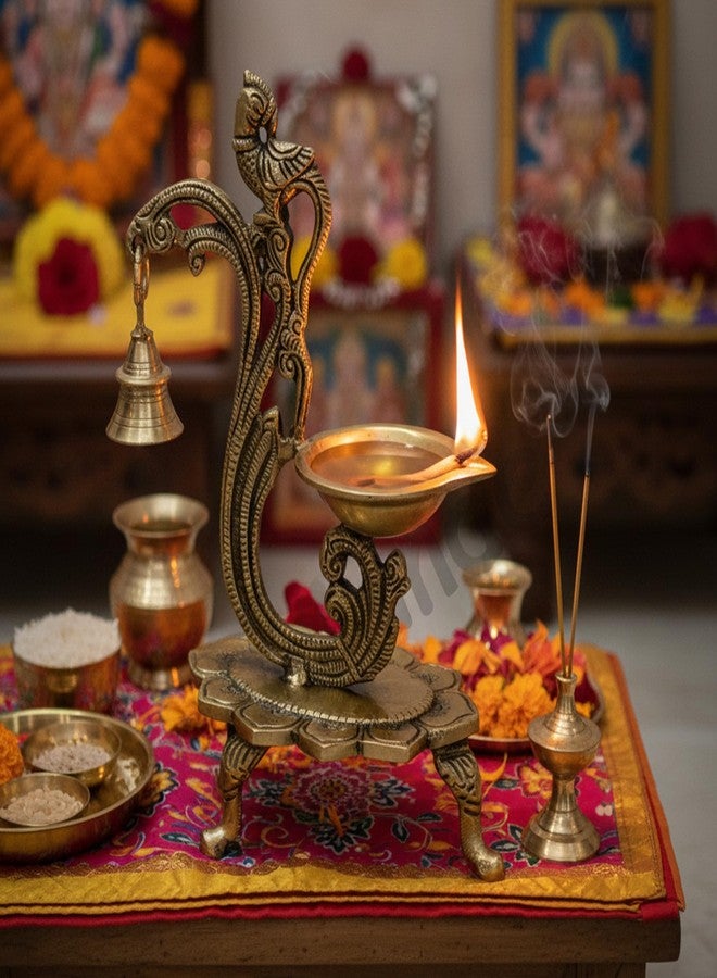 eSplanade - Brass Diya (Peacock with Bell) - Image 4